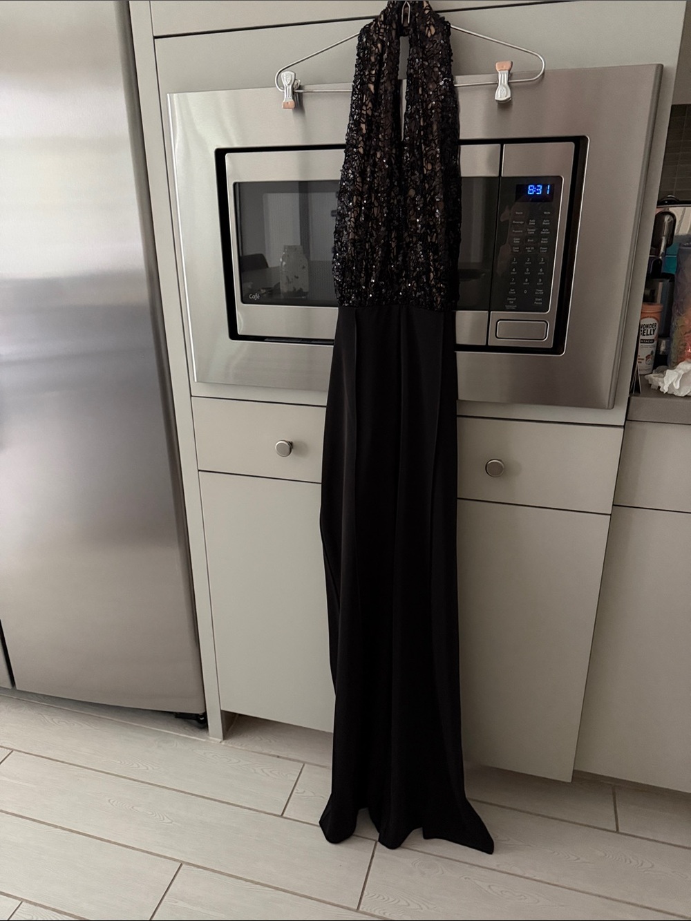 Black Sequin Halter Evening jumpsuit
